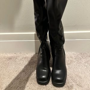 Vegan Leather Knee High Boots